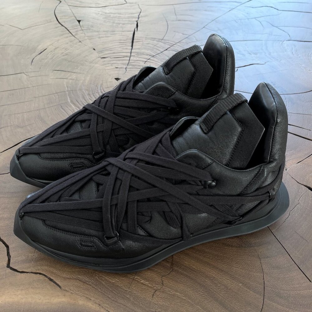 Rick Owens - EU41 RARE SAMPLE Black Maximal Lamb Leather Runner SS20